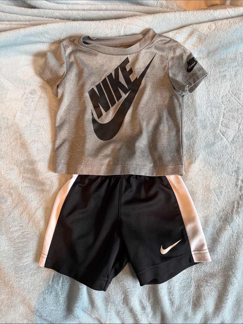 Nike Gray Tee and Black Shorts Kids Active Set